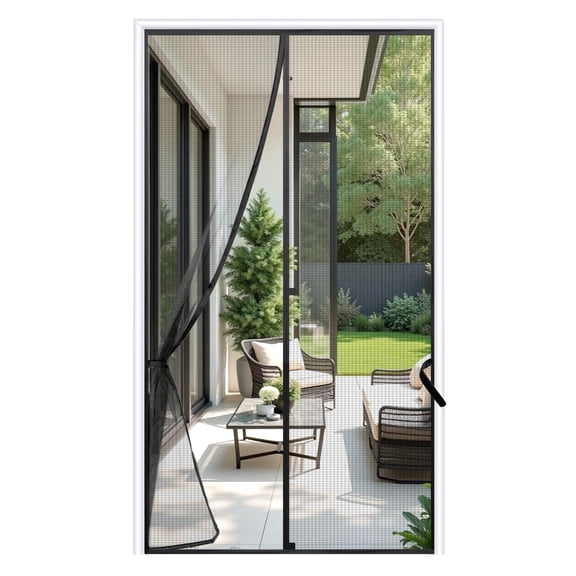 Magnetic Screen Door 41 x 84 Inch, Reinforced Polyester Mesh with Full Frame Hook and Loop, Hands-Free Closure, Fits Door Size 39 x 83 Inch, Breathable Mesh Screen