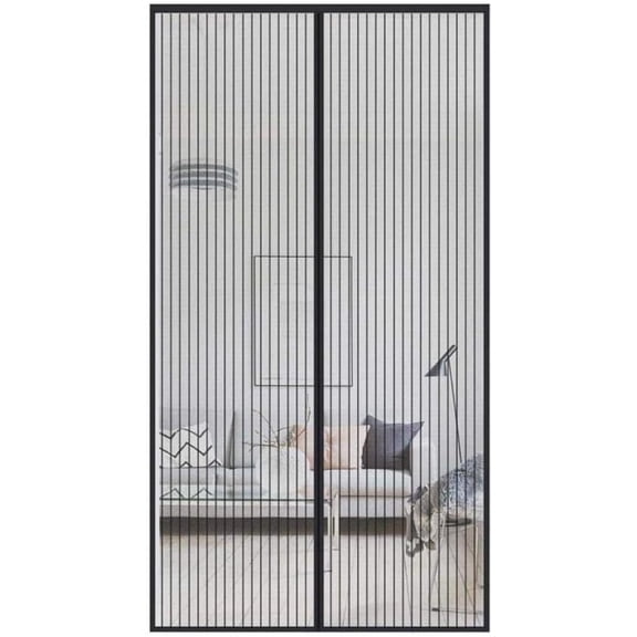 Magnetic Screen Door 60 X 88inch Hands Free Mesh Curtain Full Frame Self Sealing with Strong Magnets for French Sliding Door Screen(Black)