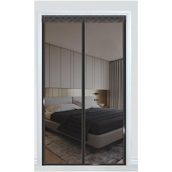 Magnetic Screen Door 62 X 90inch Hands Free Mesh Curtain Full Frame Self Sealing with Strong Magnets for French Sliding Door Screen(Pure Black)