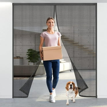 Magnetic Screen Door 72x80", Self Sealing Screen Door, Heavy Duty Door Screen Magnetic Closure - Keep Bugs Out, Retractable Screen Door Mesh - Pet and Kid Friendly, Hands Free Door Screen