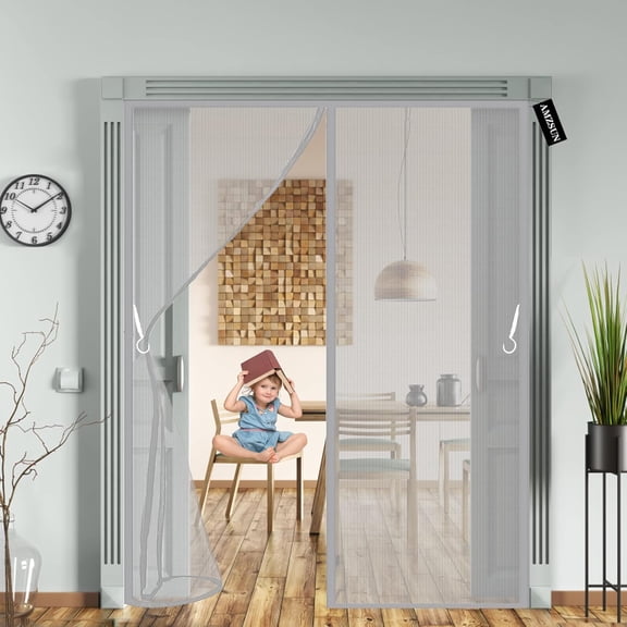Magnetic Screen Door 90x210cm(35x83inch) Anti Mosquito Mesh Fly Curtain,Magnetic Top-to-Bottom Seal Snaps Shuts Automatically - black