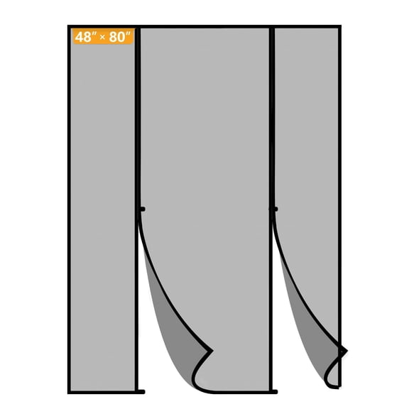 Magnetic Screen Door Black Fit 48" x 80" Doors, Double-Sided Opening Reinforced Mesh