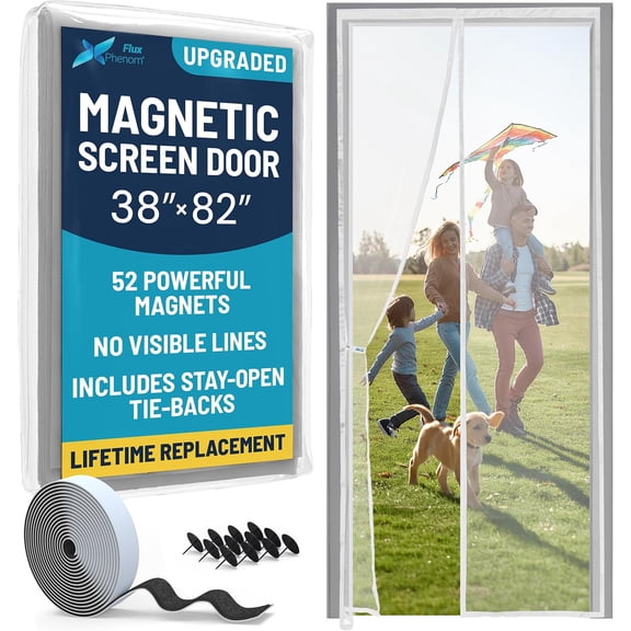 Magnetic Screen Door - Bugs Out, Breeze in - Install Auto-Sealing Heavy Duty Double Stitched Mesh, Hands Free Sliding & Patio Doors Net, Pet & Kid Friendly