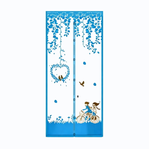 Magnetic Screen Door,Colour Print Portable Door Screen for Patio Kitchen Badroom 82.7×35.4×1.2 Inch,Light Blue
