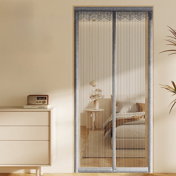 Magnetic Screen Door Curtain, Full Strip Magnets Mesh, Heavy Duty Insect Barrier, Self Sealing Door Cover for Patio Entryway Bedroom Kitchen Balcony Decoration