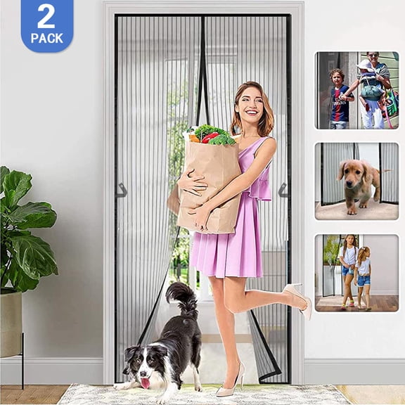 Magnetic Screen Door Easy Install - Door Screen Magnetic Closure, Bugs Mosquito Protector Door Screen Heavy Duty Magnetic Door Screen Mesh for Convenient Entry, 35.4 x 82.6 inch, 2 Packs