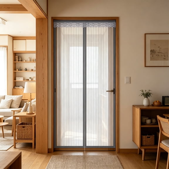 Magnetic Screen Door, Fiberglass Mesh Curtain, Full Frame Hands Free Closure for Patio Entry Pet Friendly Ventilation Use