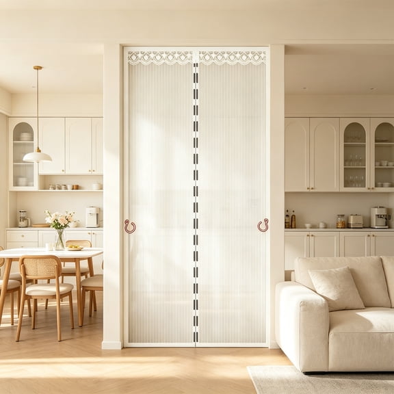 Magnetic Screen Door, Fiberglass Mesh Curtain, Full Frame Hands Free Closure for Patio Entry Pet Friendly Ventilation Use