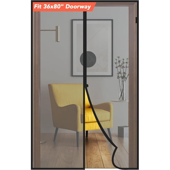 Magnetic Screen Door- Fit up to 36 x 80 Door. Heavy-Duty Screen Door Mesh with Door Screen Magnetic Closure. Pet and Kid Friendly Patio Screen Mesh, Easy to Install