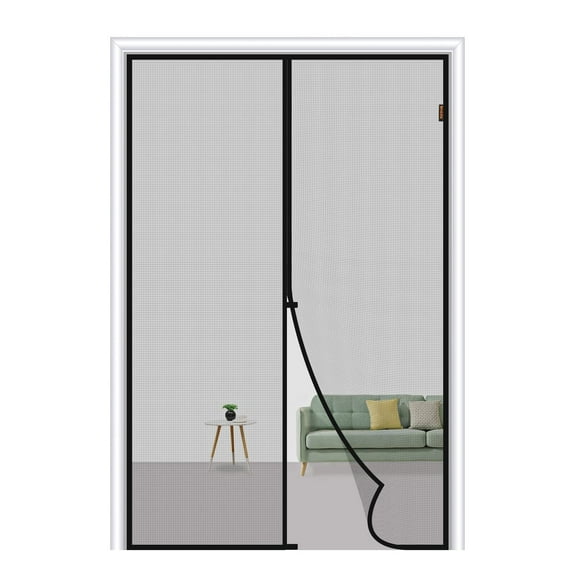 Magnetic Screen Door Fit Door Size 30 x 80 Inch, Screen Size 32" x 81" Strong Magnets Mesh, Reinforced Fiberglass Net for Patio and Front Entrances, Gray