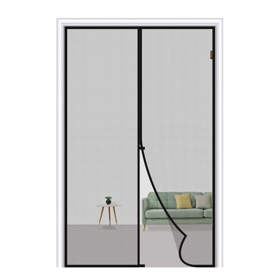 Magnetic Screen Door Fit Door Size 30 x 80 Inch, Screen Size 32" x 81" Strong Magnets Mesh, Reinforced Fiberglass Net for Patio and Front Entrances, Gray