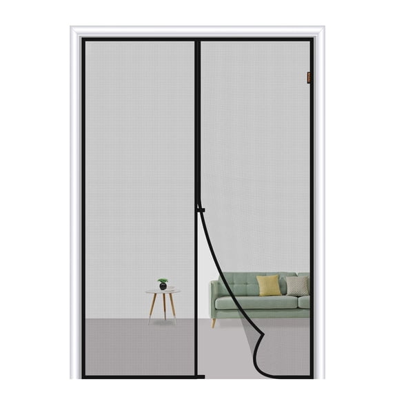 Magnetic Screen Door Fit Door Size 30 x 80 Inch, Screen Size 32" x 81" Strong Magnets Mesh, Reinforced Fiberglass Net for Patio and Front Entrances, Gray