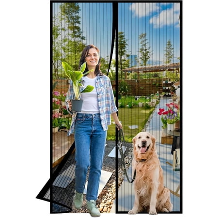 Magnetic Screen Door -Fit Door Size 36.0 X 80.0'' Retractable Screen Door Mesh f