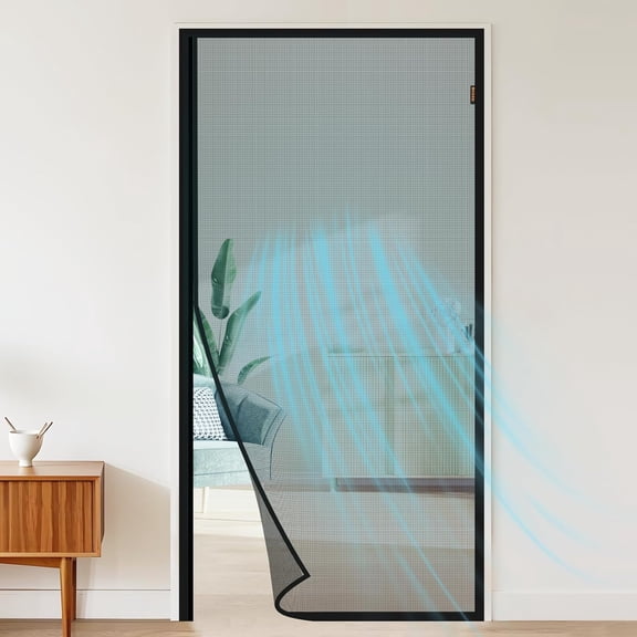 Magnetic Screen Door, Fit Door Size 36 x 80 Inches, Actual Screen Size 38 x 81 Inches, Side Opening Polyester Screen Mesh Curtain for Patio Door, Black
