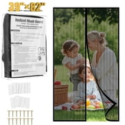 Magnetic Screen Door,Heavy Duty Door Screen Magnetic Closure Keep Bugs Out,Screen Door Mesh- Pet and Kid Friendly Fits Doors Up To 39 x 82 Door Mesh,Black