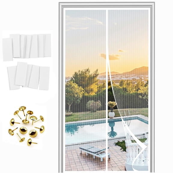 Magnetic Screen Door - Fit for Door Size:37 x 81 Inch, Screen Itself Size:39"x 82", Hands Free Mesh Partition, Auto-off Curtain Keeps Bugs Out, Air Fresh, Pet and Kid Friendly