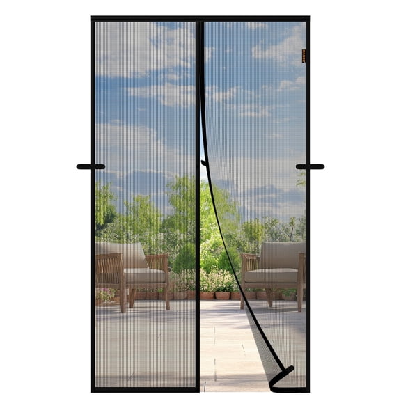 Magnetic Screen Door, Fits Door Size 36'' x 80'', Scratch-Proof Polyester, Classic Middle-Opening, Keep Annoying Creatures Out, Pet Friendly, Hands-Free Entry with Strong Magnets Auto-Closure, Black