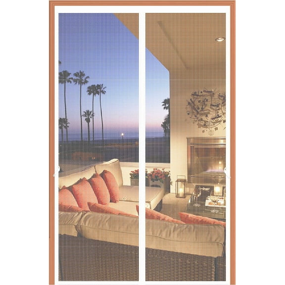 Magnetic Screen Door Fits Door Size 36 x 96, Screen Size 38" x 97", Fiberglass Mesh Certain with Magnets Heavy Duty, Easy Install, White