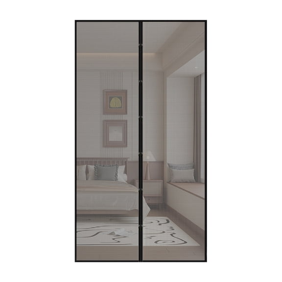 Magnetic Screen Door - Hands Free Mesh Partition,Heavy Duty Curtain Keeps Bugs Out, Frame Hook & Loop 82.6*35.4In Black