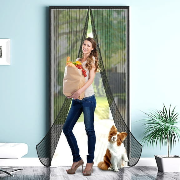 Magnetic Screen Door,Heavy Duty Door Screen Magnetic Closure Keep Bugs Out,Screen Door Mesh- Pet and Kid Friendly Fits Doors Up To 38” x 82” Door Mesh