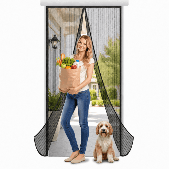 Magnetic Screen Door,Heavy Duty Door Screen Magnetic Closure Keep Bugs Out,Screen Door Mesh- Pet and Kid Friendly Fits Doors Up To 38 x 82 Door Mesh
