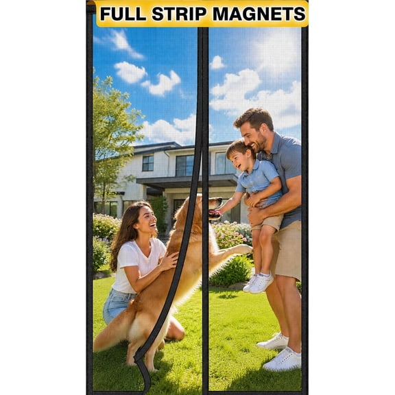 Magnetic Screen Door, Heavy Duty Mesh Door Curtain with Strong Full-Frame Magnets, Hands-Free Self Closing, Pet & Kid Friendly, Keeps Bugs Out, Easy Install for Sliding & Door Frames 37"x81"