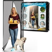 GIMARS Magnetic Screen Door - Heavy Duty Mesh & Super Strong Velcro & Magnet Fits Doors Up to 34" x 82"