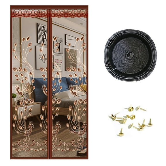 Magnetic Screen Door -Keep Bugs Out,Self Sealing Door Screen Magnetic Closure - Pet and Kid Friendly(Pfauenschwanz) - 80*210cm