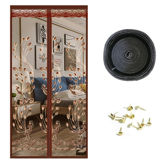 Magnetic Screen Door -Keep Bugs Out,Self Sealing Door Screen Magnetic Closure - Pet and Kid Friendly(Pfauenschwanz) - 80*210cm