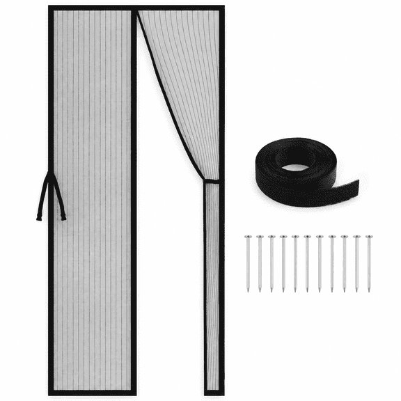 Magnetic Screen Door Mesh 38x83 Inch, with Stay Open Buckles