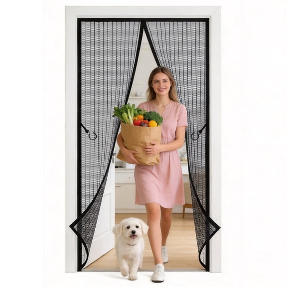 GARITIN Magnetic Screen Door, 39x83 Inch Hands-Free Mesh Door Screen, Heavy Duty Self-Closing Magnetic Screen for Doors, Black