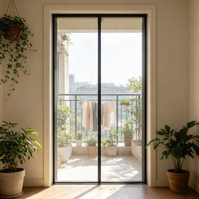 Magnetic Screen Door Mesh Curtain, No Drill Polyester Mosquito Net with Self Sealing Magnets, Pet Friendly Bug Fly Screen for Patio Entryway Bedroom Kitchen