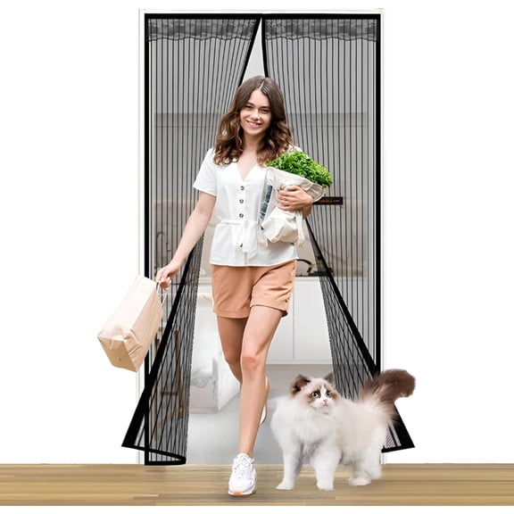 Magnetic Screen Door Mesh Curtain Heavy Duty Hands Free Mosquito Net Bug Screen with Strong Magnets Durable Mesh for Front Door Patio Sliding Door 39x83 Inch