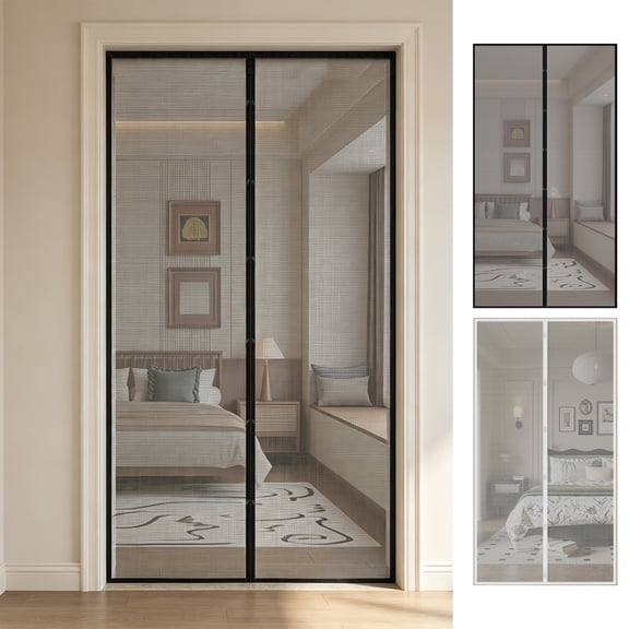 Magnetic Screen Door Mesh Curtain with Self-Sealing Magnets No Drill Installation Pet-Friendly Tear-Resistant Mesh for Patio Entryway Bedroom Kitchen Balcony