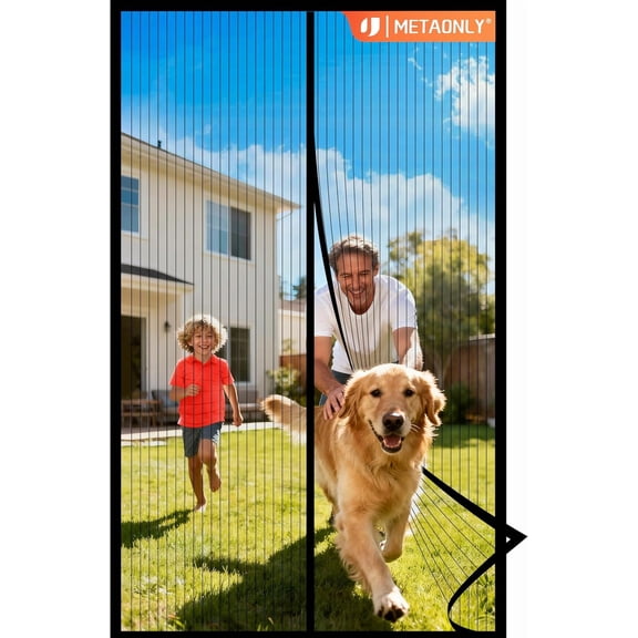 Magnetic Screen Door Mesh Fits 36" x 80" Door - Curtain Size 38" x 82", Works for Patio, Sliding Door, Keeps Bug Mosquito Out, Fresh Air Flow, Black