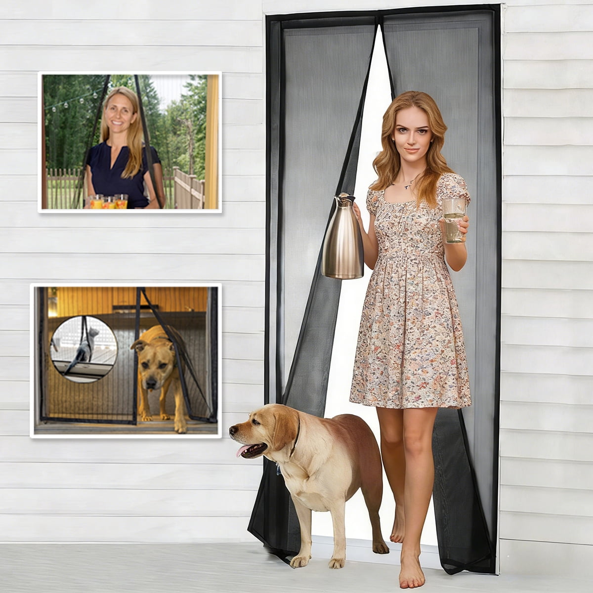 Magnetic Screen Door Mesh for 36" x 82" Door, Heavy Duty Mesh Screen with Magnetic Closure