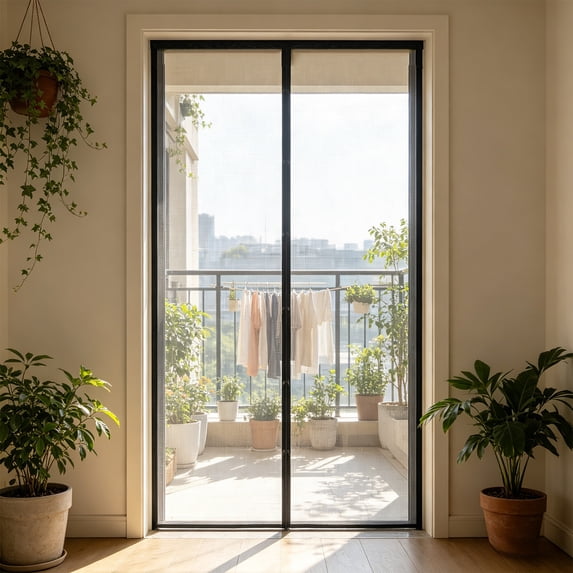 Magnetic Screen Door - No Drill Mosquito Net with Self-Sealing Magnets, Pet Friendly Mesh Curtain for Patio, Entryway, Bedroom, Kitchen, Balcony