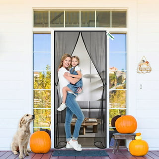 Magic Mesh Deluxe- White- Hands Free Magnetic Screen Door, Mesh Curtain Keeps Bugs Out, Frame Hook & Loop, Hands Free, Pet & Kid Friendly- Fits