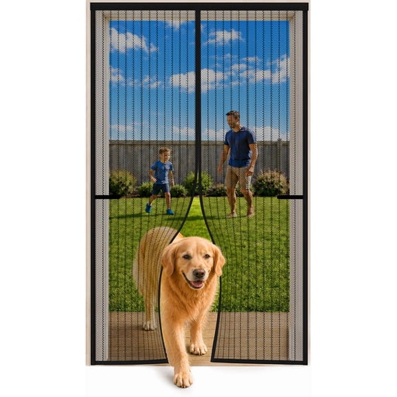 Magnetic Screen Door, Reinforced Fine Mesh with Self-Closing Magnets, Hands-Free Entry for Pets and Kids, Fits 36 x 80 in Door Openings (Screen Size 38 x 82 in)