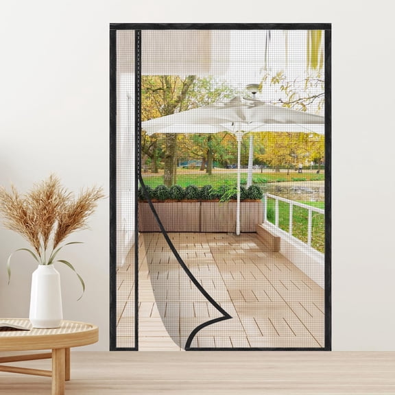 Magnetic Screen Door,Reversible Left or Right Side Opening, Keep Bugs Out, Hands Free, Pet and Kid Friendly, Fits Door Size up to 72" x 80",Black