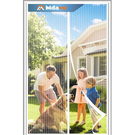 Magnetic Screen Door,Screen Door Mesh,Keep Bugs Out, Heavy-Duty Mesh Curtain,Pet and Kid Friendly, Works with Front Doors, Sliding Doors(38x82 Inch White
