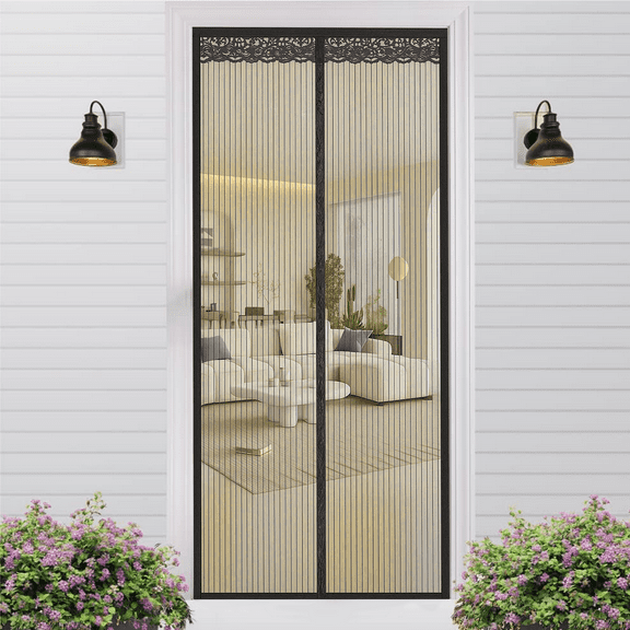 Magnetic Screen Door for Home, Auto-Close Heavy Duty Mesh Curtain, Bug Proof & Pet Friendly Design, Easy-Install Hands Free Entry, 35.4" x 82.7", Black