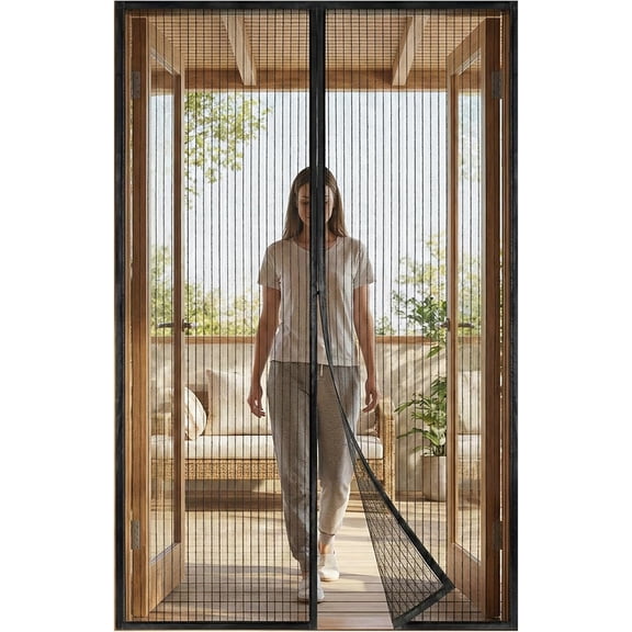 Magnetic Screen Door, Self Sealing Heavy Duty Mesh, Hands Free Bug Barrier, Pet Friendly & Kid Friendly