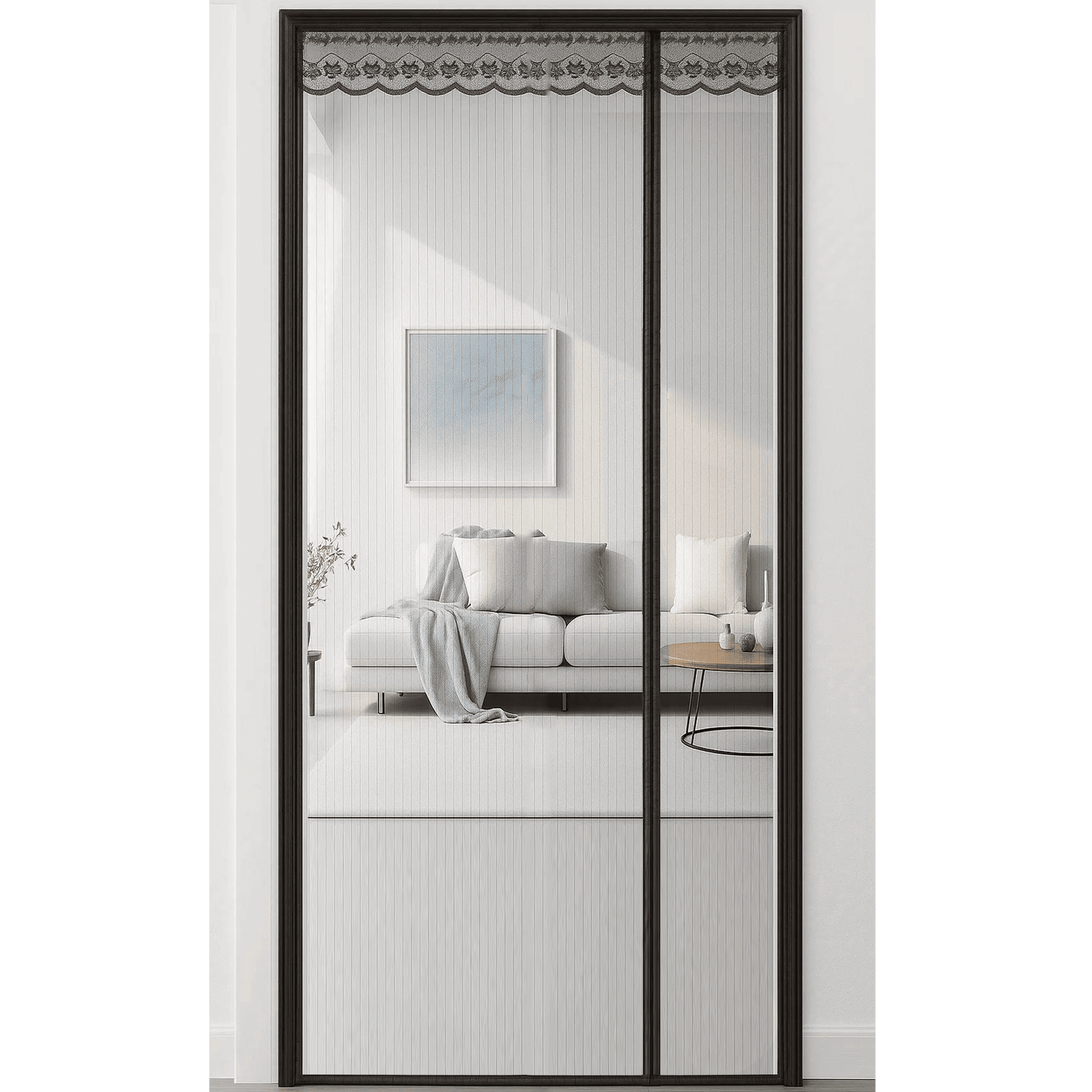 Magnetic Screen Door with Side Opening, Auto-Close Durable Mesh Curtain, Bug Proof & Pet Safe Design, Effortless Access for Family, 39.4" x 82.7", Black