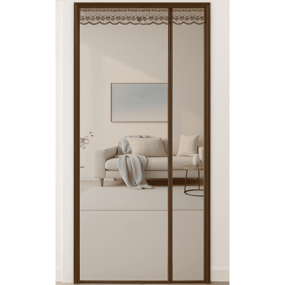 Magnetic Screen Door with Side Opening, Auto-Close Durable Mesh Curtain, Bug Proof & Pet Safe Design, Effortless Access for Family,39.4" x 82.7", Coffee Brown