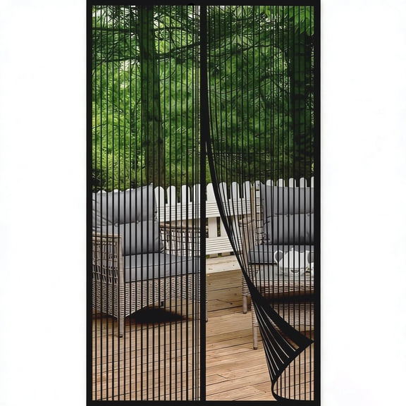 Magnetic Screen Door,Size 39"×82" ,Heavy Duty Door Screen Magnetic Closure Keep Bugs Out,Screen Door Mesh- Pet and Kid Friendly Fits,Free Double-sides Tape,Black