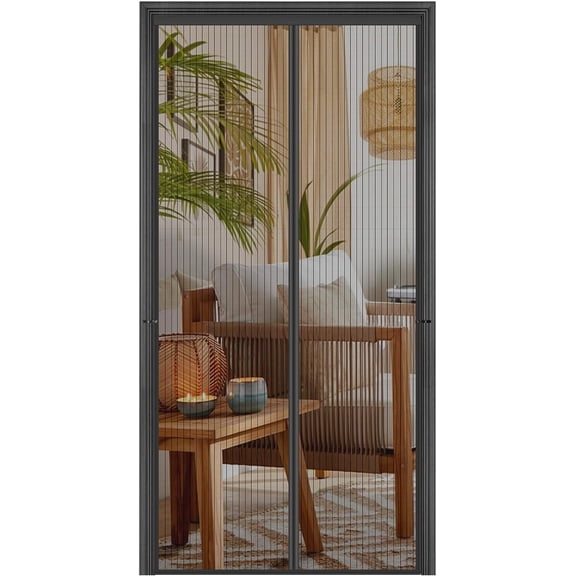 Magnetic Screen Door, Sliding Door Screen with Magnet Closure, Hands Free Mesh Partition for Front Back Patio Balcony, Bug Free Heavy Duty (Black 37.5 * 83 Inch)