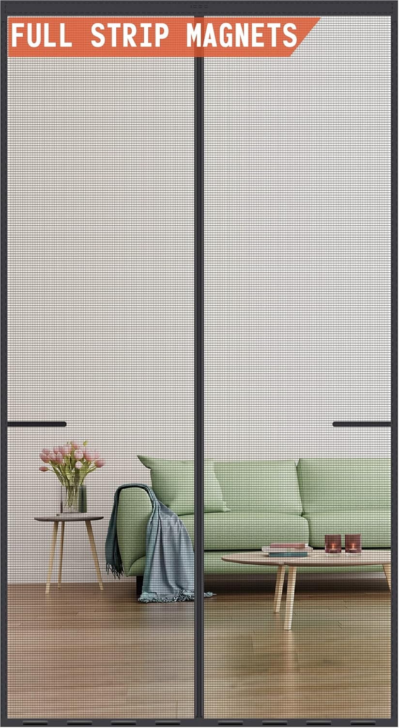 TERRVINE Heavy Duty Magnetic Screen Door - Fits 32x80" Doors, Self-Sealing, Bug Proof