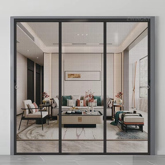 Magnetic Screen Door for Home,  Bug Proof & Pet Friendly Design, Easy-Install Hands Free Entry, 70.86*78.74",Black