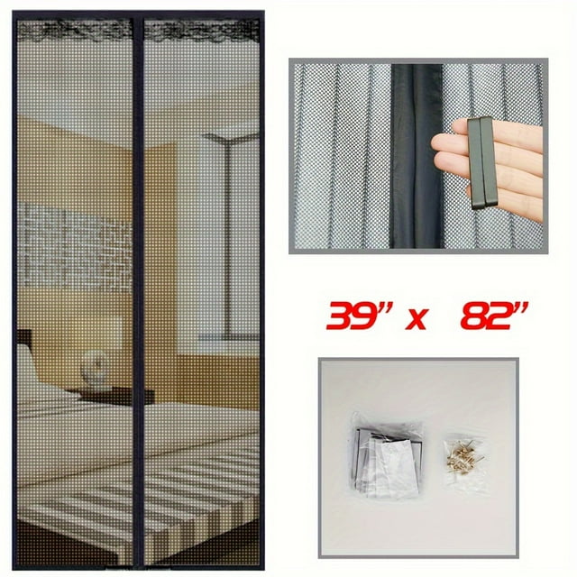 Screen Door with Heavy Duty Strong and Mesh Curtain